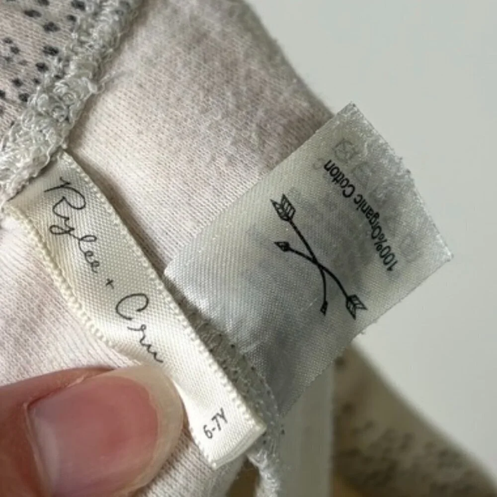 Rylee + Cru Natural Celestial Star Long Pajama Pants Kids 6-7 Y Organic Cotton